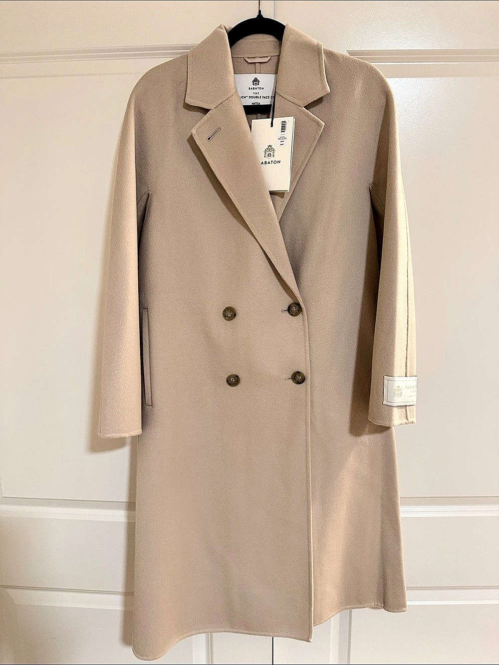 Aritzia The Slouch Double Face Coat Wool Coat in Marcona Beige XS NWT